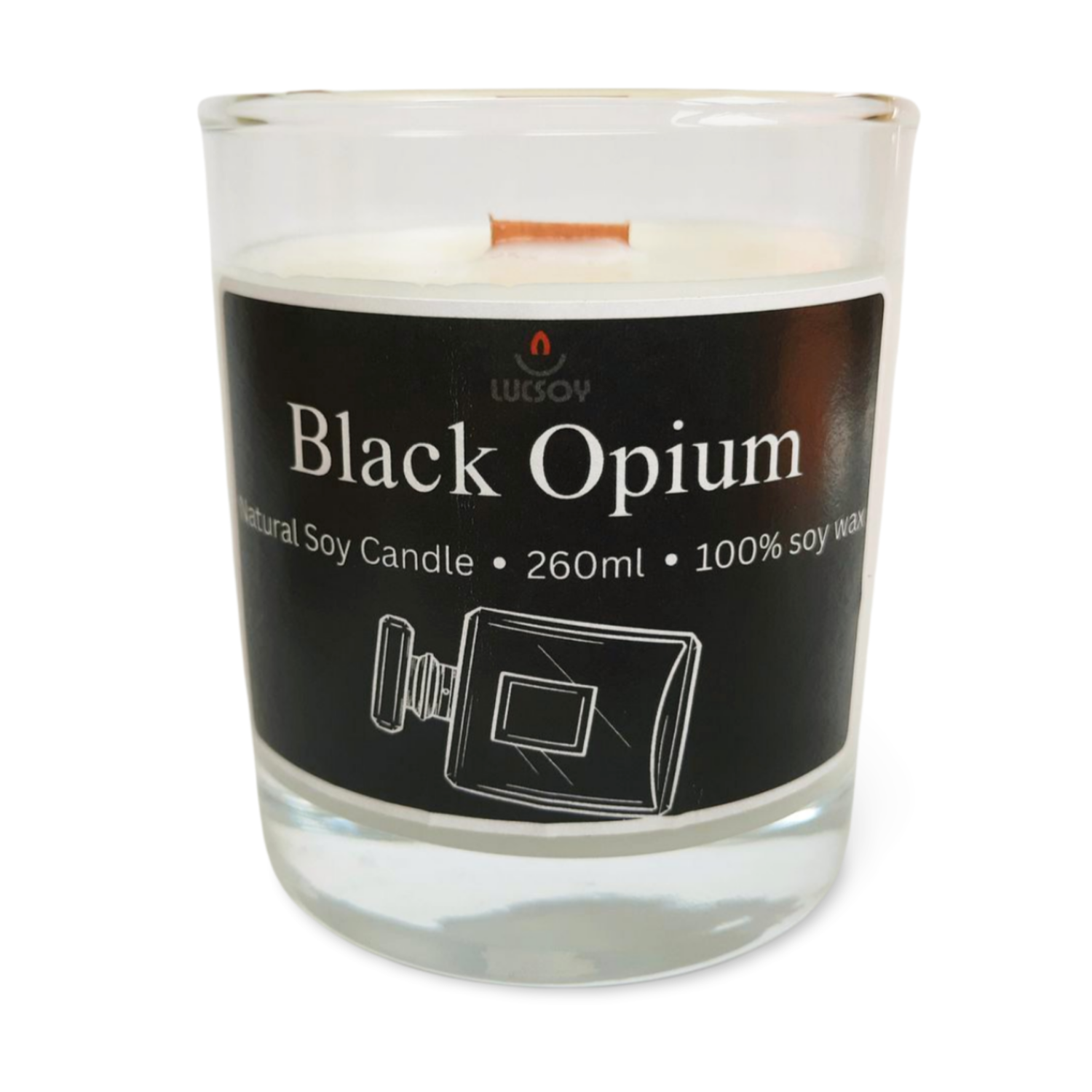 świeca sojowa z drewnianym knotem black opium 260ml