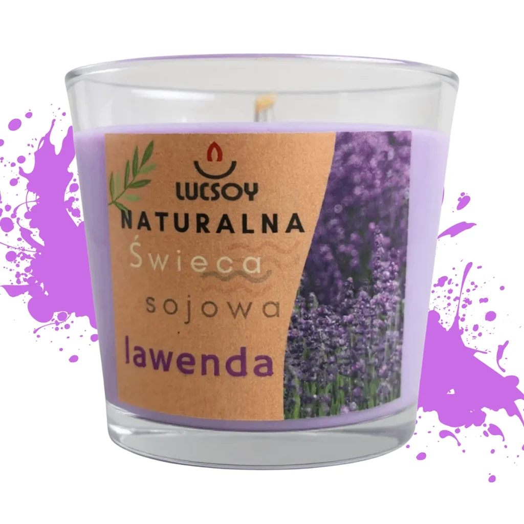 Naturalna świeca sojowa o zapachu lawendy
