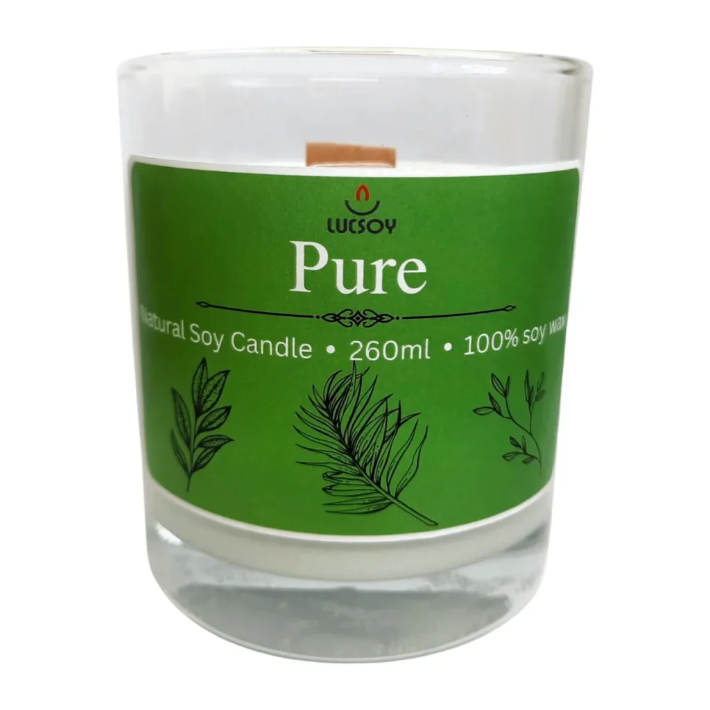 świeca sojowa z drewnianym knotem bezzapachowa